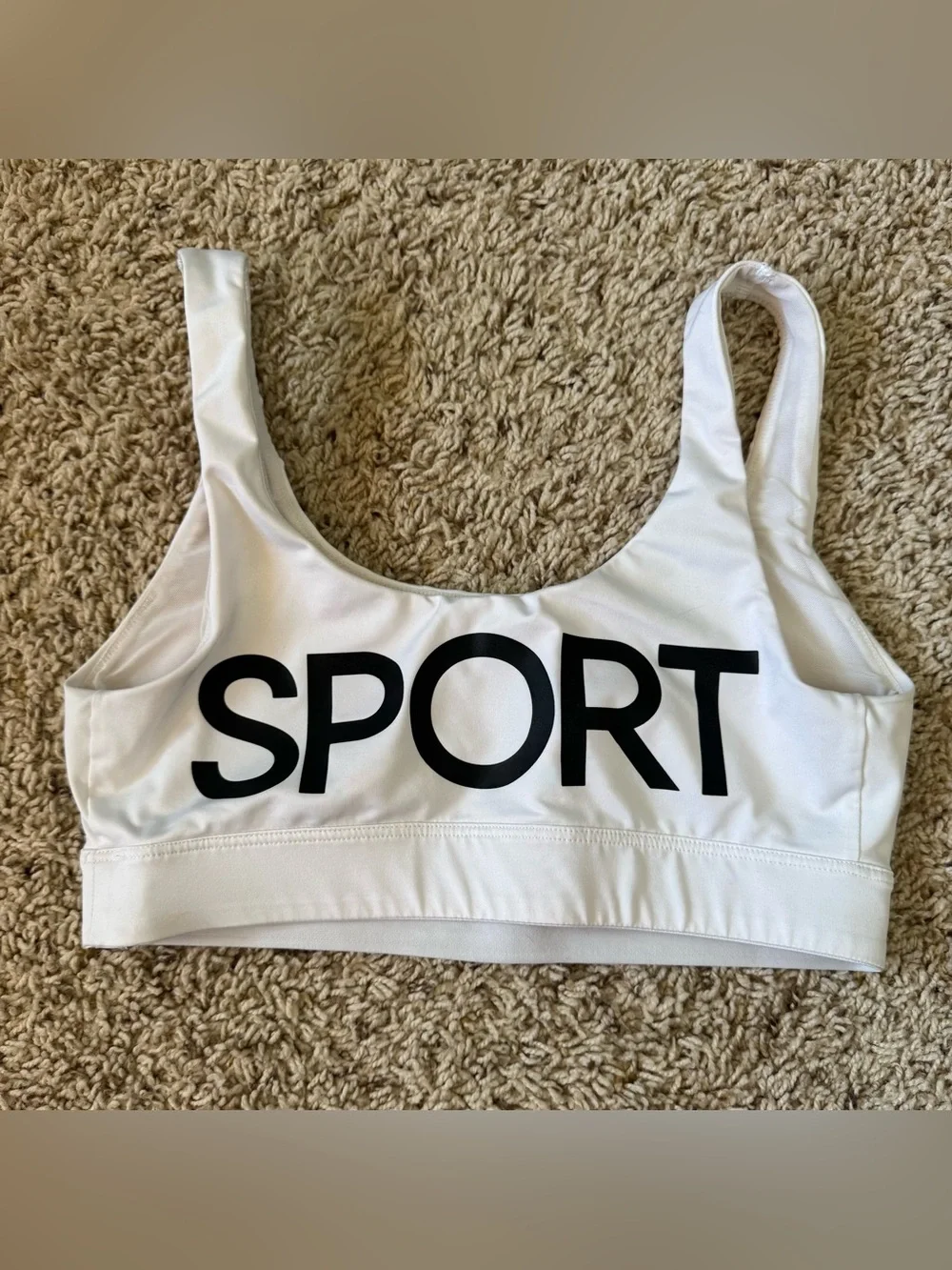 Victoria's Secret White Sports Bra with Black Logo